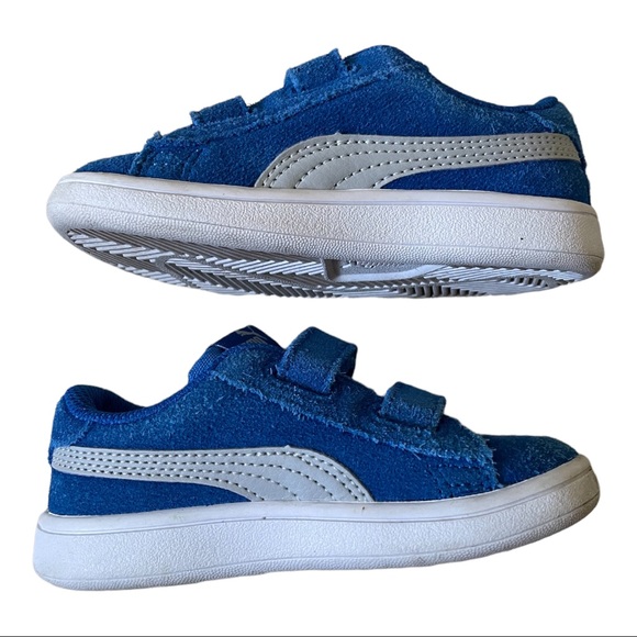 Puma Blue Suede Kids Shoes Size 8C - Picture 6 of 8